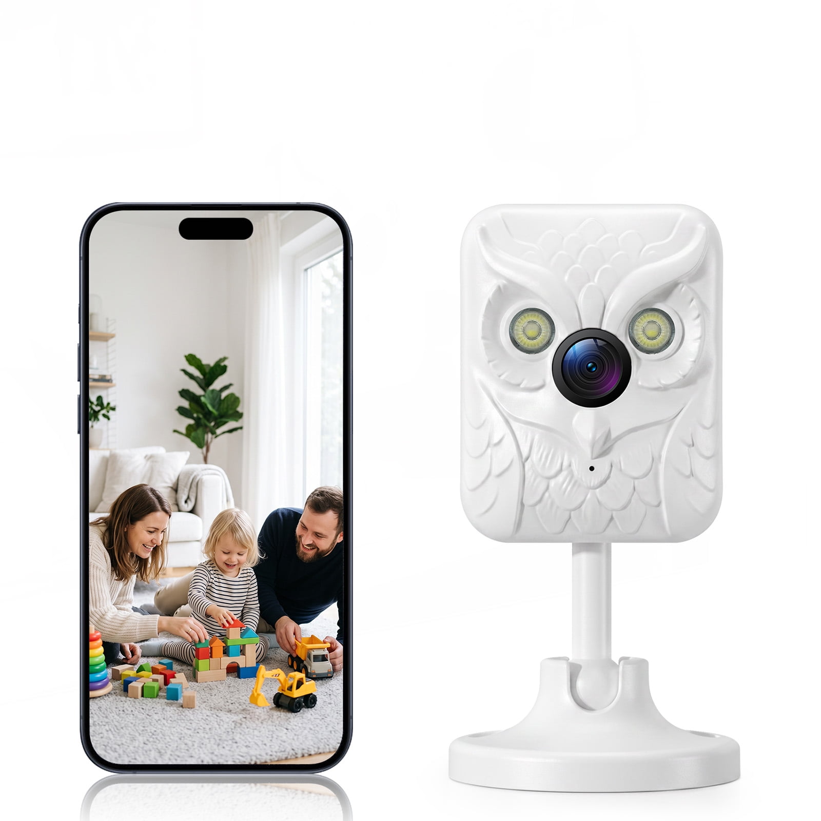 Owl Indoor Security Camera 2K, 5G/2.4G WiFi Home Camera with Color Night Vision, Pet Camera Dog Cat Monitor, Baby Nanny Cam with 2-Way Audio, PIR Motion Detection, MicroSD/Cloud Storage, Magnetic