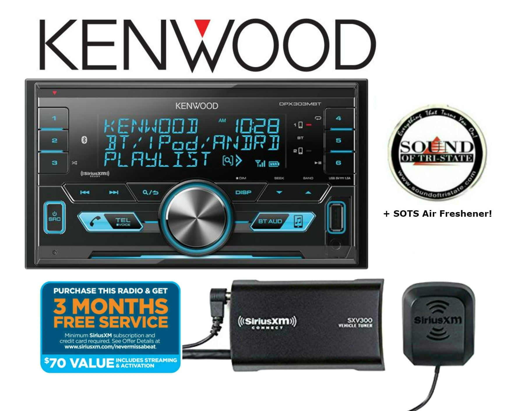 Kenwood DPX303MBT Car Digital Media Receiver W/Bluetooth, 52 OFF