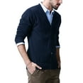 thumbnail image 4 of Matchstick Men's Basic Long Sleeve V Neck Cardigan Cotton Knitted Sweater with Ribbing Edge (M-4XL), 4 of 5