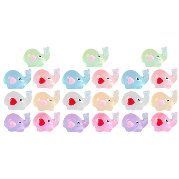 HOMEMAXS 21pcs Miniature Elephant Figurines for Small Gardens and Crafts with Light in the Dark Feature