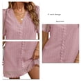 thumbnail image 4 of Women V Neck Short Sleeve Dot Lace Dress Above Knee Fashion Elegant for Home Party Work Date, 4 of 5