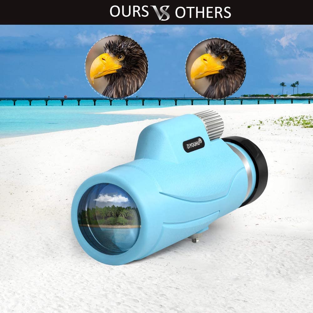 Monocular Telescope, High Power 10X42 Waterproof Monocular with Single Hand Focusing, Bright and Clear, Monocular Scope for Traveling, Blue