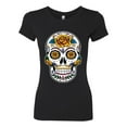 thumbnail image 2 of Wild Bobby Day Of The Dead Sugar Skull Pop Culture Women Slim Fit Junior Tee, Black, Large, 2 of 5