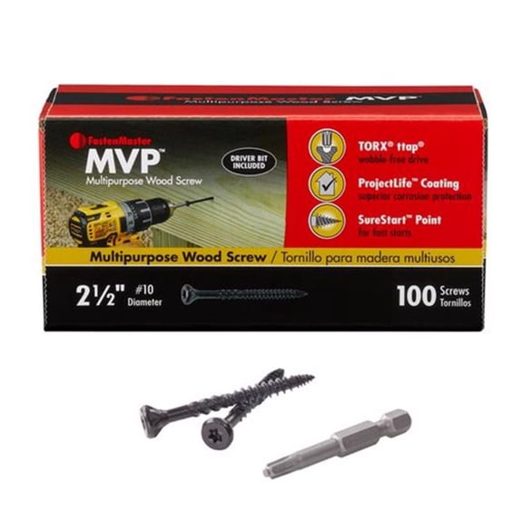 The Fastenmaster MVP 5055895 2.5 in. Torx Ttap Self-Tapping Wood Screws - Pack of 100