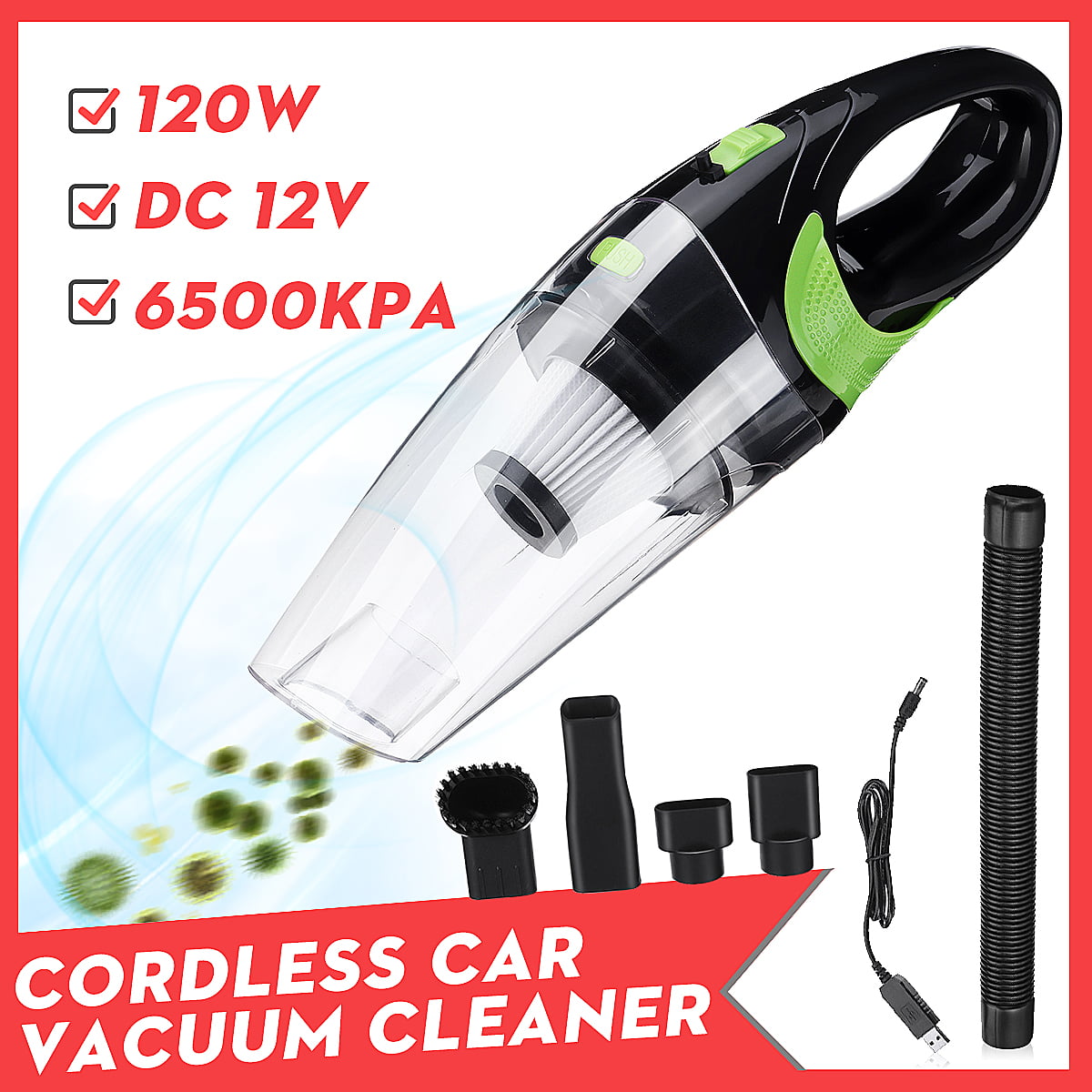 VEHICLE HANDHELD RECHARGEABLE WET DRY HAND VAC VACUUM AC HOME & DC CAR CHARGERS 