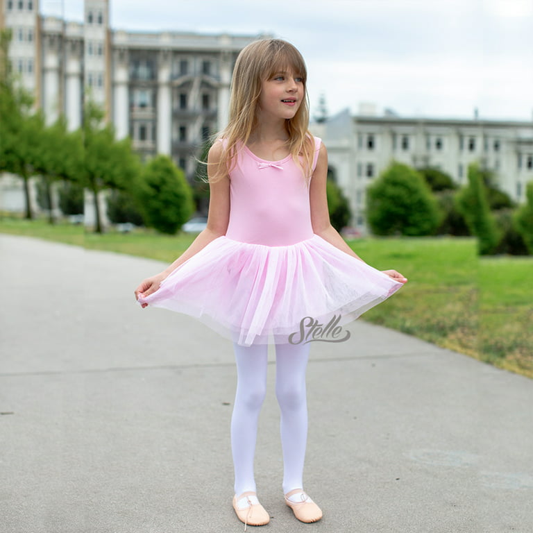 STELLE Ballet Tutu Leotard Sleeveless Tank Ballerina Dance Dress with Skirt  for Girls,Ballet Pink,2T
