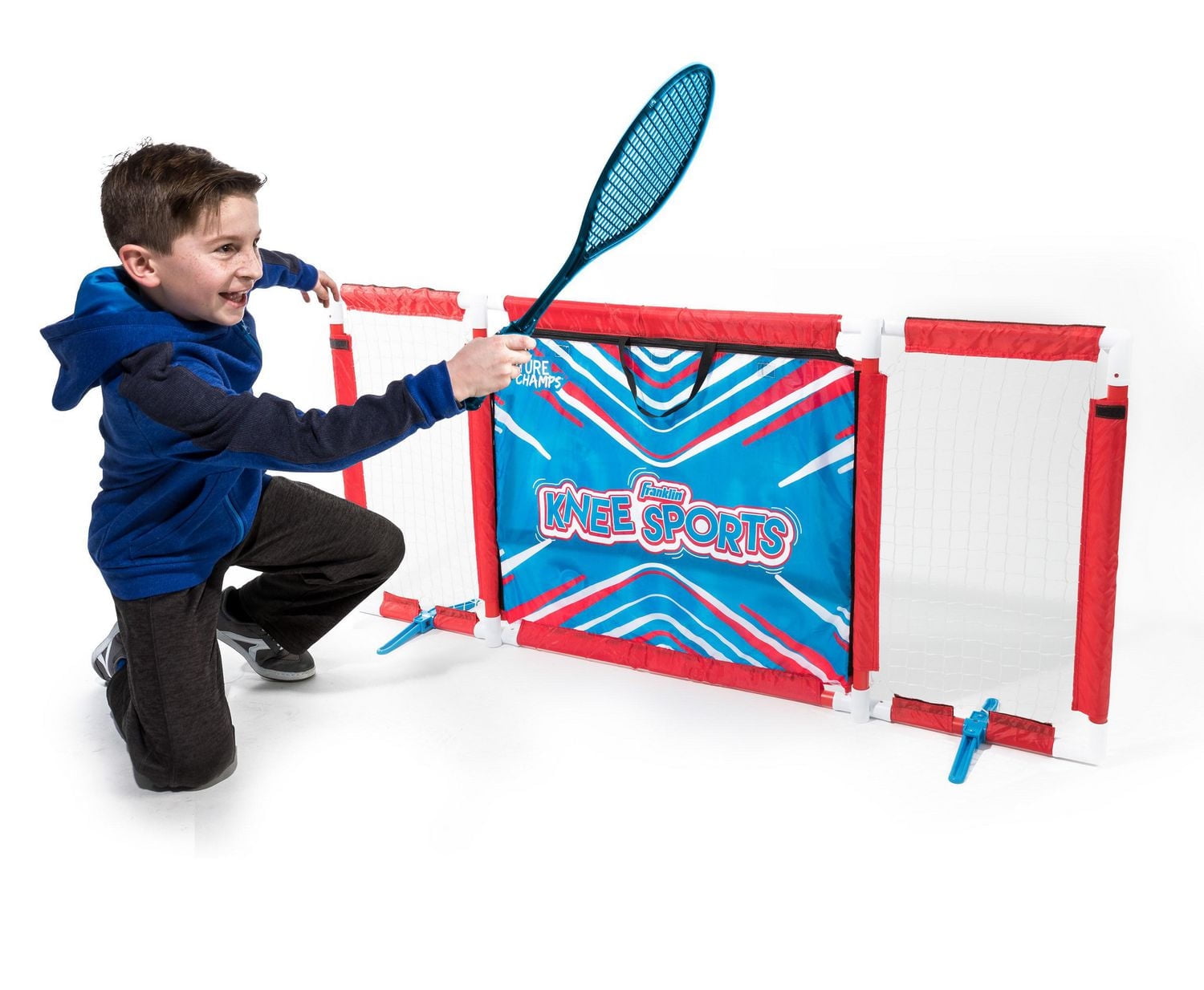 Ensemble de cage de but combo 6-en-1 de Franklin Sports, modèle 60274K2 : Ensemble de jeu combiné sur genou 6-en-1pour enfants — Hockey sur genou, tirs au but, volley-ball sur genou, badminton sur gen