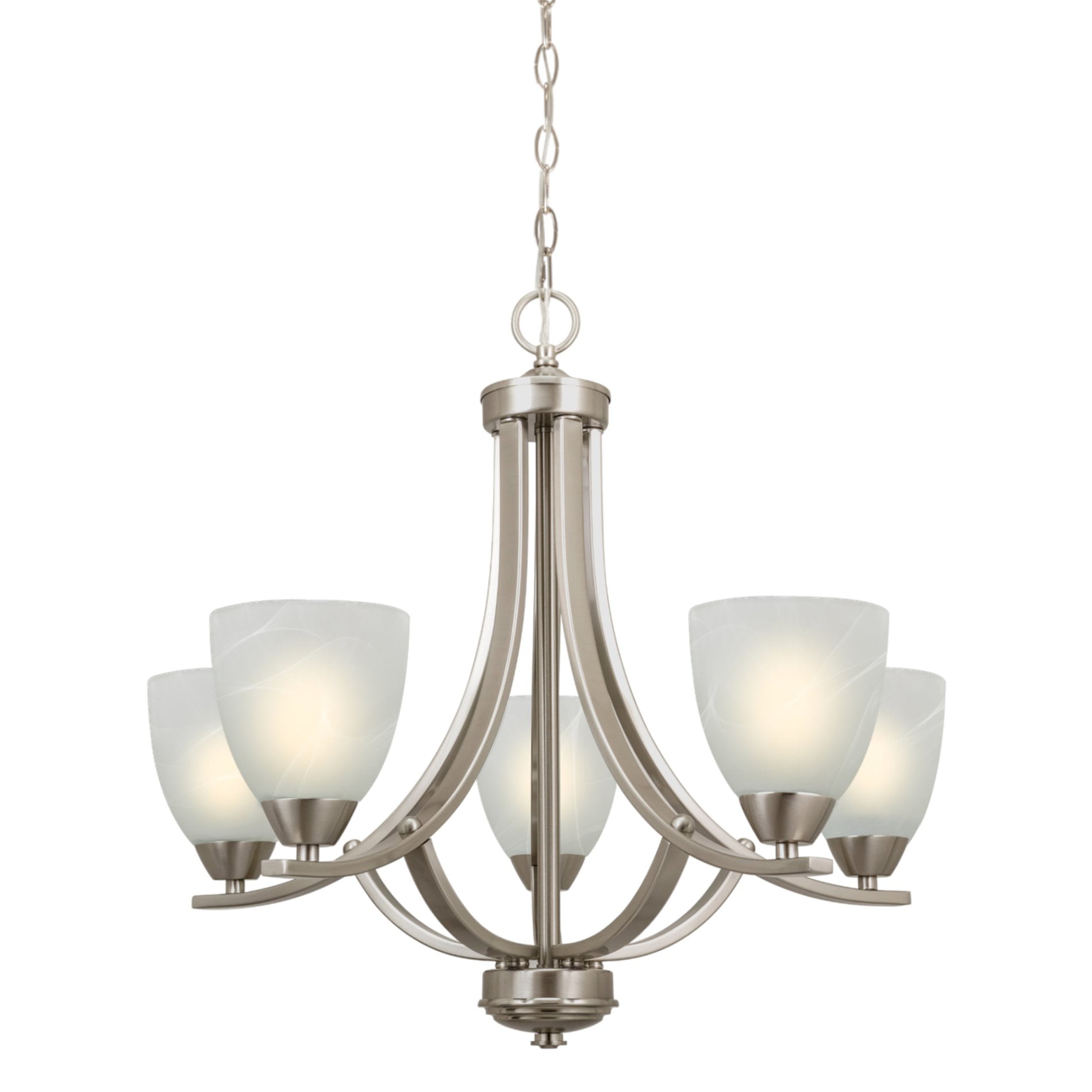 Brushed Nickel  15-Inch Energy Star Chandelier/Pendant With Alabaster Glass