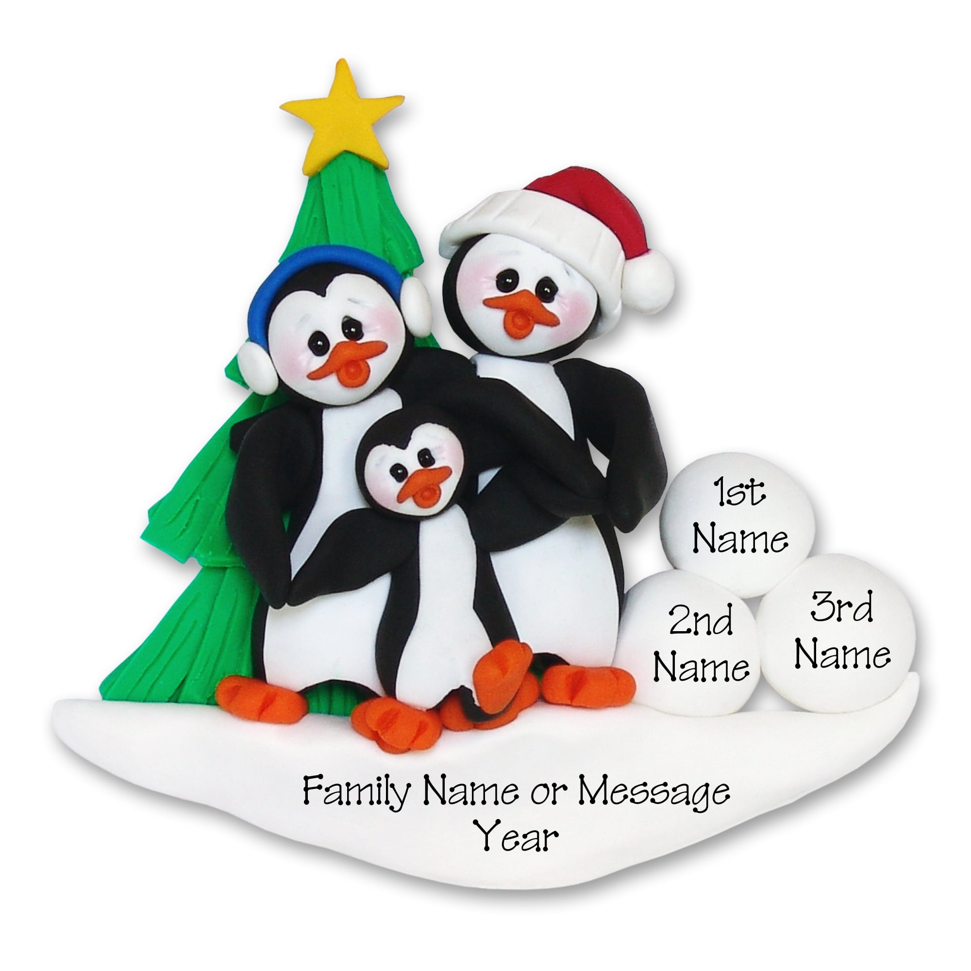 Penguin Family of 3 Personalized Christmas Ornament - Walmart.com