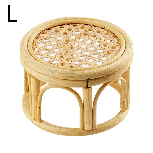 Support de Plante Rond en Rotin Intérieur Rustique V3O2