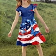 thumbnail image 4 of Avrnliq Girls 4th of July Dress Short Sleeve Ruffle Patriotic Midi Dress Casual Holiday Outfit,Size 5-6 T, 4 of 8