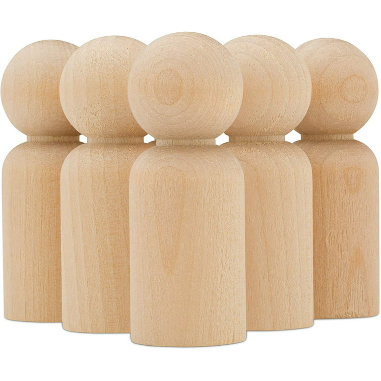 Wood Peg Dolls Unfinished 2-3/8, Pack of 25 Birch Wooden Dad