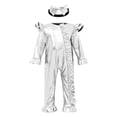 thumbnail image 3 of vastwit Little Girls Shiny Metallic Overalls Romper Ruffled Bodysuit Sparkly Birthday Party Dress-up Silver 3-6M, 3 of 7