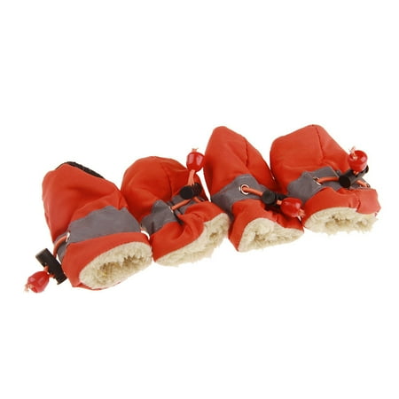 StarBay 4Pcs Dog Cat Winter Warm Waterproof Rain Boots Protective Anti-Slip Pet Shoes