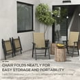 thumbnail image 6 of Set of 4 Patio Folding Chairs, Stackable Outdoor Sling Patio Dining Chairs with Armrests for Lawn,Light and Portable,Camping, Dining, Beach, Metal Frame, No Assembly, Light Mixed Brown, 6 of 9