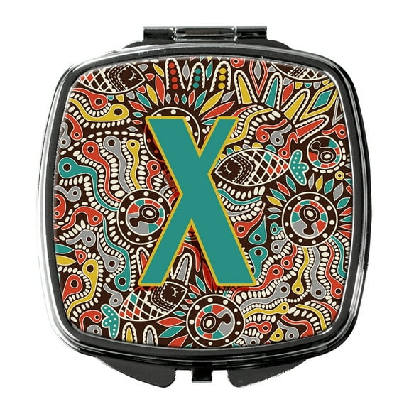 Letter X Retro Tribal Alphabet Initial Compact Mirror