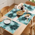 thumbnail image 5 of Teal Black Flowers Placemats Set of 4 Modern Abstract Blooms Floral Place Mats Indoor Wipeable Table Mats Washable Cloth Dining Table Placemats for Kitchen Holiday Party Home Decor 13x19 Inch, 5 of 9