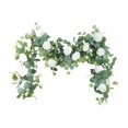 thumbnail image 3 of Enredaderas artificiales de con rosas, eucalipto falso, plantas colgantes, guirnalda de eucalipto para mesa, puerta, fiesta, pared, arco Blanco, 3 of 8