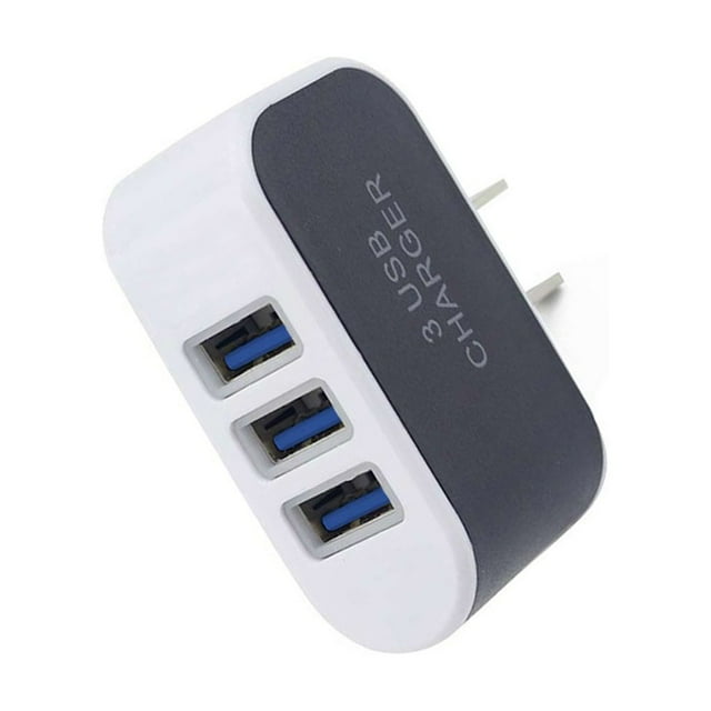 Wisewang Wall Charger 3 Port Plug Small Compact USB Power Adapter Safe Phone Charging Cell Phones Cameras Socket Mobile Black 1Set