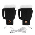 thumbnail image 2 of Guantes de invierno cálidos, guantes de felpa con puerto USB, guantes calefactables eléctricos para ordenador portátil, guantes con forma de jarra de cerveza, color negro, 2 of 3