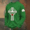 thumbnail image 2 of IWRICH Men's St Patrick's Day Shamrock Celtic Knot Cross Print Waffle Sweatshirt Shamrock Tops Dark Green L, 2 of 3