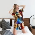 thumbnail image 5 of Logiee Colorful Art Dog Print Womens Pajamas Set,Short-Sleeve Pajama 2 Piece Sleepwear with Pockets-X-Large, 5 of 6