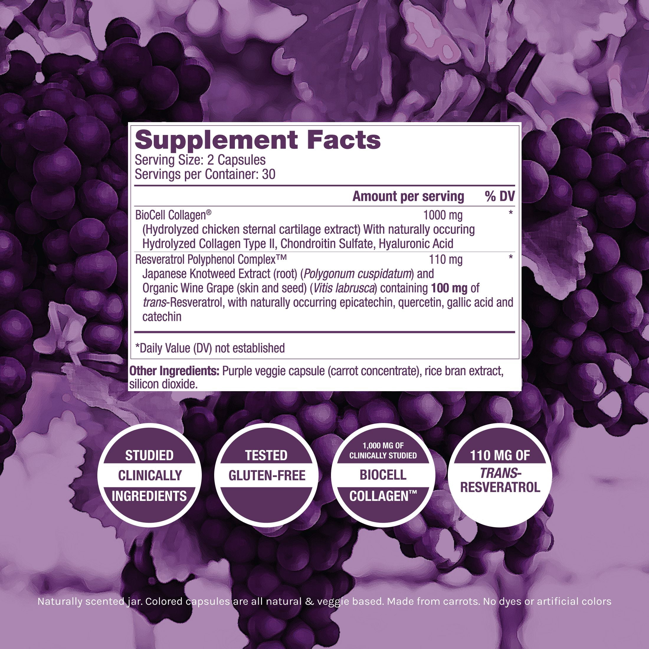 ResVitale Collagen Enhance Anti Aging Skin Care Collagen Supplement - Hydrolyzed Collagen Peptides with Hyaluronic Acid and Resveratrol - Skin Food & Joint Support Collagen Capsules, 1000mg, 60 Caps