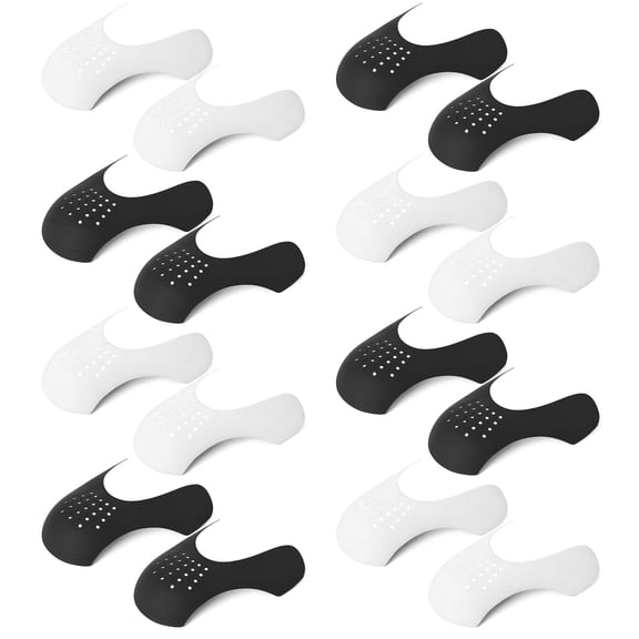 8 Pairs Shoe Crease Protectors, Sneaker Shields Anti-Crease Toe Box Stuffers for Men & Women, Black & White