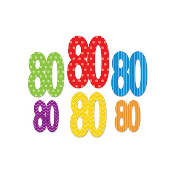 Club Pack of 72 Multi-Color "80" Birthday Cutout Party Decorations 11.5"