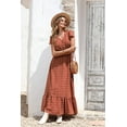 thumbnail image 2 of Audvoi Women's Boho Dress Short Sleeve Tiered Maxi Smocked Cocktail Dress, 2 of 11