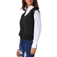 thumbnail image 4 of Chaleco de suéter sin mangas de mujer INSPIRE CHIC, cuello en V, clásico, de punto, parte superior de pullover, S negro, 4 of 6