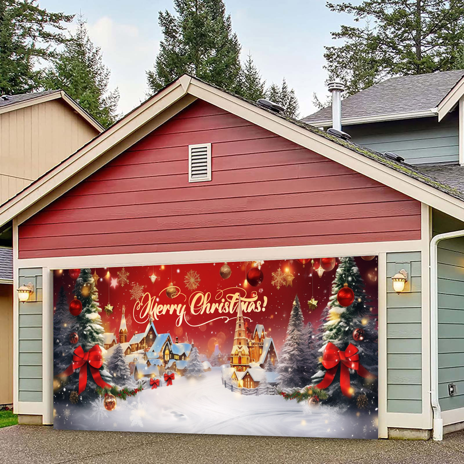 Christmas Garage Door Decorations Christmas Garage Door Mural Covered 6 ...