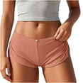 thumbnail image 3 of oelaio Cute Micro Pajamas Shorts for Women Low Rise Side Slit Ruched Lounge Shorts Pj Bottoms Orange M, 3 of 7