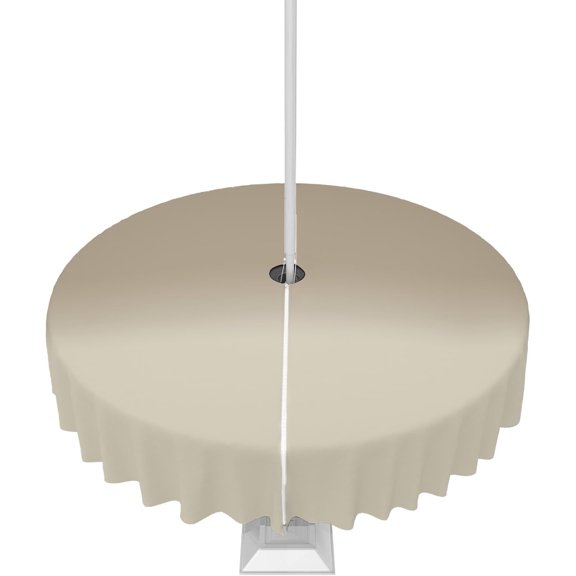 Outdoor Tablecloth Khaki Ombre Round Patio Tablecloths 60 Inch, Outside Table Cloths with Umbrella Hole and Zipper, Gradient Gradual Color Summer Table Cover for Outdoor Tables, Picnic,