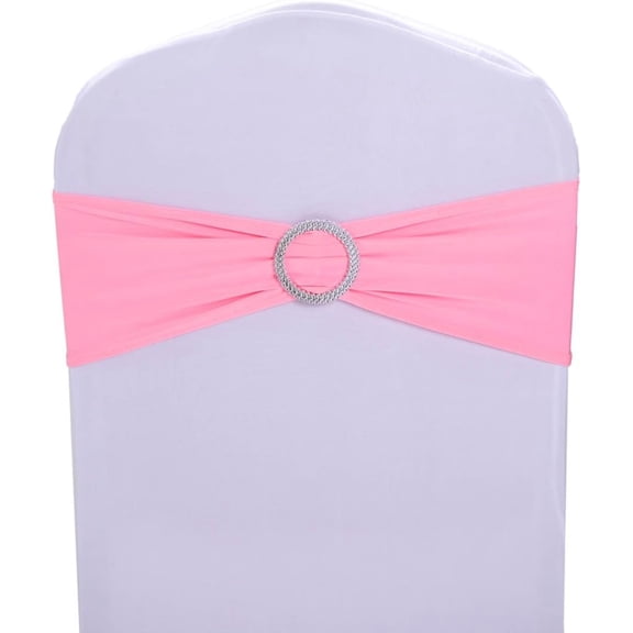Pink Chair Sashes for Wedding Stretch Spandex Chair Sashes Elastic Chair Bow with Buckle Wedding Party Banquet Event Decoration