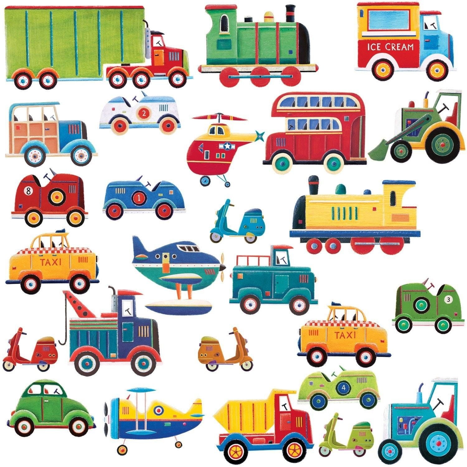 Cars Trucks Trains Planes Helicopter Wall Decals 26 New Transportation Stickers 
