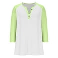 thumbnail image 4 of yardsong Girls 3/4 Sleeve T Shirts V Neck Button Up Shirt Baseball Raglan Color Block T-Shirt Spring Dressy Casual Tunic Blouses Mint Green,3 Years, 4 of 7