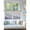 thumbnail image 4 of Purple Gradient Sheer Curtains 45 Inch Long 2 Panels, Sea Waves Sandy Beach Coastal Scenery Light Filtering Rod Pocket Semi Sheer Curtains, Sheer Voile Drapes for Living Room Bedroom, 52"x45", 4 of 5