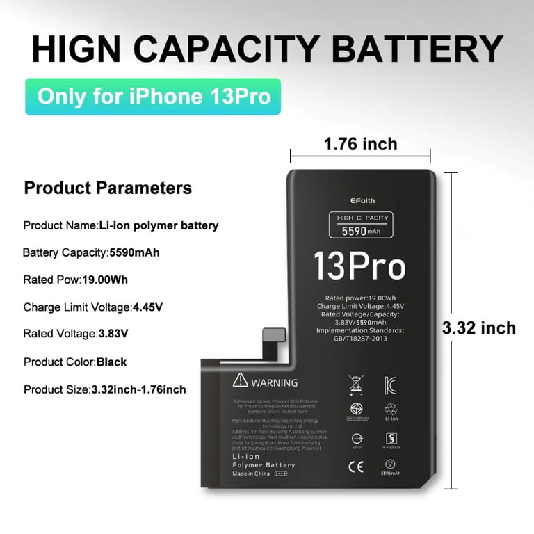 LRSE For iPhone 13 Pro Battery Replacement Kit, 5590mAh High