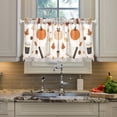thumbnail image 2 of Yayeee Kitchen Curtains Tier Pair Light Filtering 27"x24" Rod Pocket Short Cafe Window Panel, Hand Drawn Pumpkin, 2 of 7