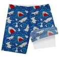 thumbnail image 4 of Hienoo Big Boys Shark Print Swim Trunks with Compression Liner Beach Shorts, 4 of 4