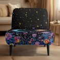 thumbnail image 2 of HELLHERO Elastic Bottom Slipper Chair Cover Soft Fabric Stain Protection Armless Accent Chair Cover Slipcover for Living Room, Moon Star Flower Field, 2 of 8