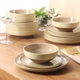 thumbnail image 5 of Gibson Elite Octavia Place 16 Piece Stoneware Dinnerware Set, Service for 4, Coupe Modern Plates & Bowls, Reactive Glaze Finish, Taupe, Microwave & Dishwasher Safe, 5 of 14