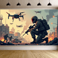 thumbnail image 4 of LUUFILx Military Action Backdrop Banner for Event Decor or Game Room Tactical Warfare Background Photography Props Adventure Theme Display Wall Art, 4 of 7