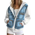 thumbnail image 4 of Breezora Women's Hooded Zip Up Denim Butterfly Print Sweatshirt Loose Fit Long Sleeve Casual Jacket with Pockets, 4 of 6