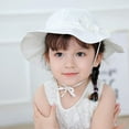 thumbnail image 5 of Wide Brim HatsCotton Kids Bucket Hat Ruffled Summer Sun Protection Beach Hat for Toddler Baby Girls White 12-24 Months, 5 of 6