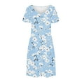 thumbnail image 4 of Hvot&aat Womens Summer Dress Floral Print Casual Short Sleeve Dress with Pockets A-Line Swing Dress for Beach or Daily Wear, 4 of 7