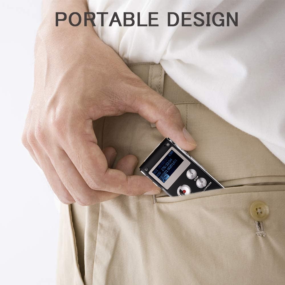 Digital Voice Recorder Voice Activated Recorder for Lectures, Meetings, Interviews 8GB Audio Recorder Mini Portable Tape Dictaphone with Playback, USB, MP3