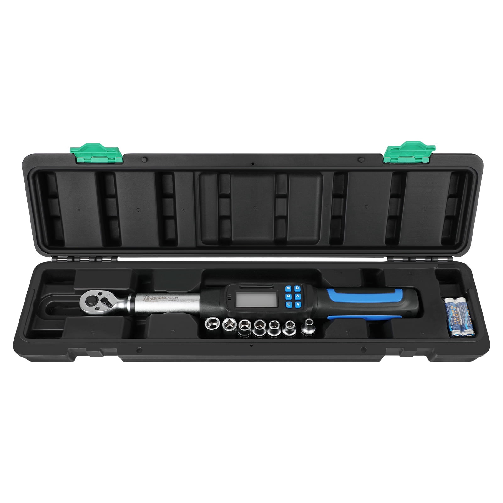 Digital Display Torque Wrench 3/8 inch 3-60NM with 1/4 inch,9/32 inch,5/16 inch,7/20 inch,3/8 inch,7/16 inch,15/32 inch Adapter