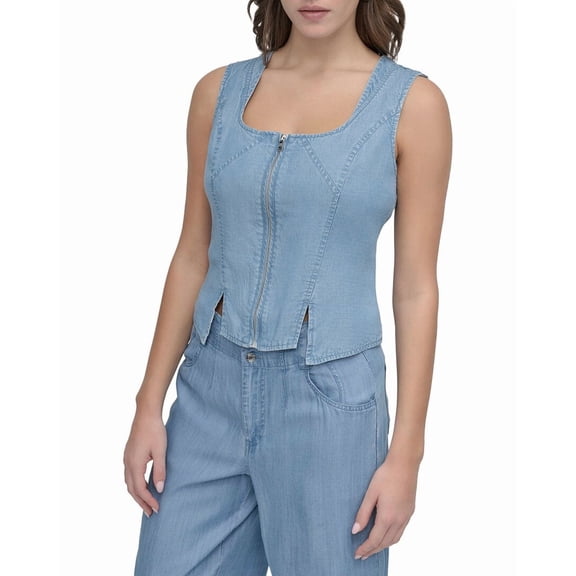 DKNY womens Zip Front Tencel Vest Top, XL